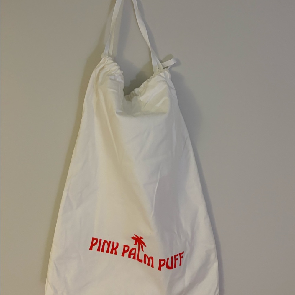 Pink Palm Puff White Tote Bag